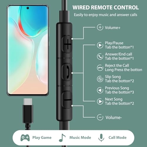 USB C Headphones Wired Earbud