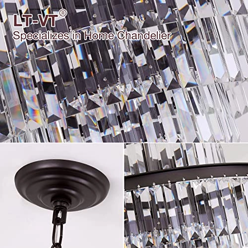 Round Hanging Style Crystal Chandelier - Dimmable