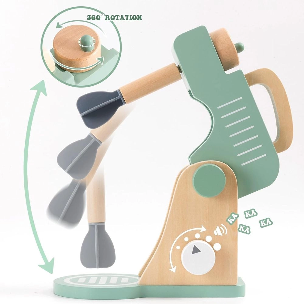 Kids Wooden Stand Mixer Baking Pretend Playset - 14pcs (5551007-KABI-0152)