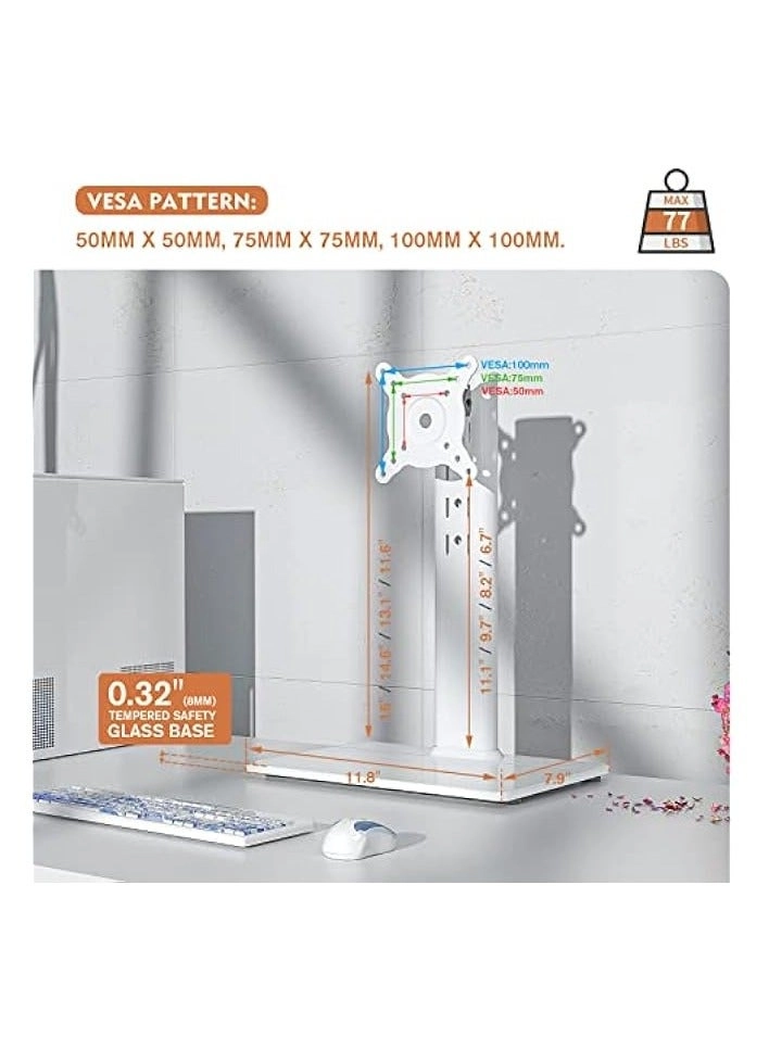 Single LCD Computer Monitor Free-Standing Desk Stand Riser - 1 13 inch to 32 inch