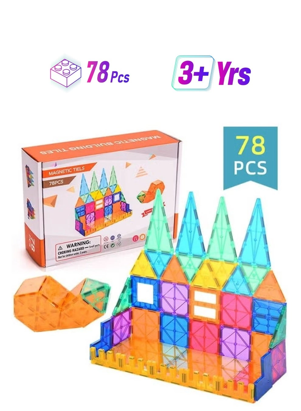 Color Window Magnetic Piece Building Blocks - 78pcs