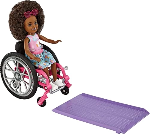 Chelsea Doll & Wheelchair - Small Curly Brown Hair Ages 3+