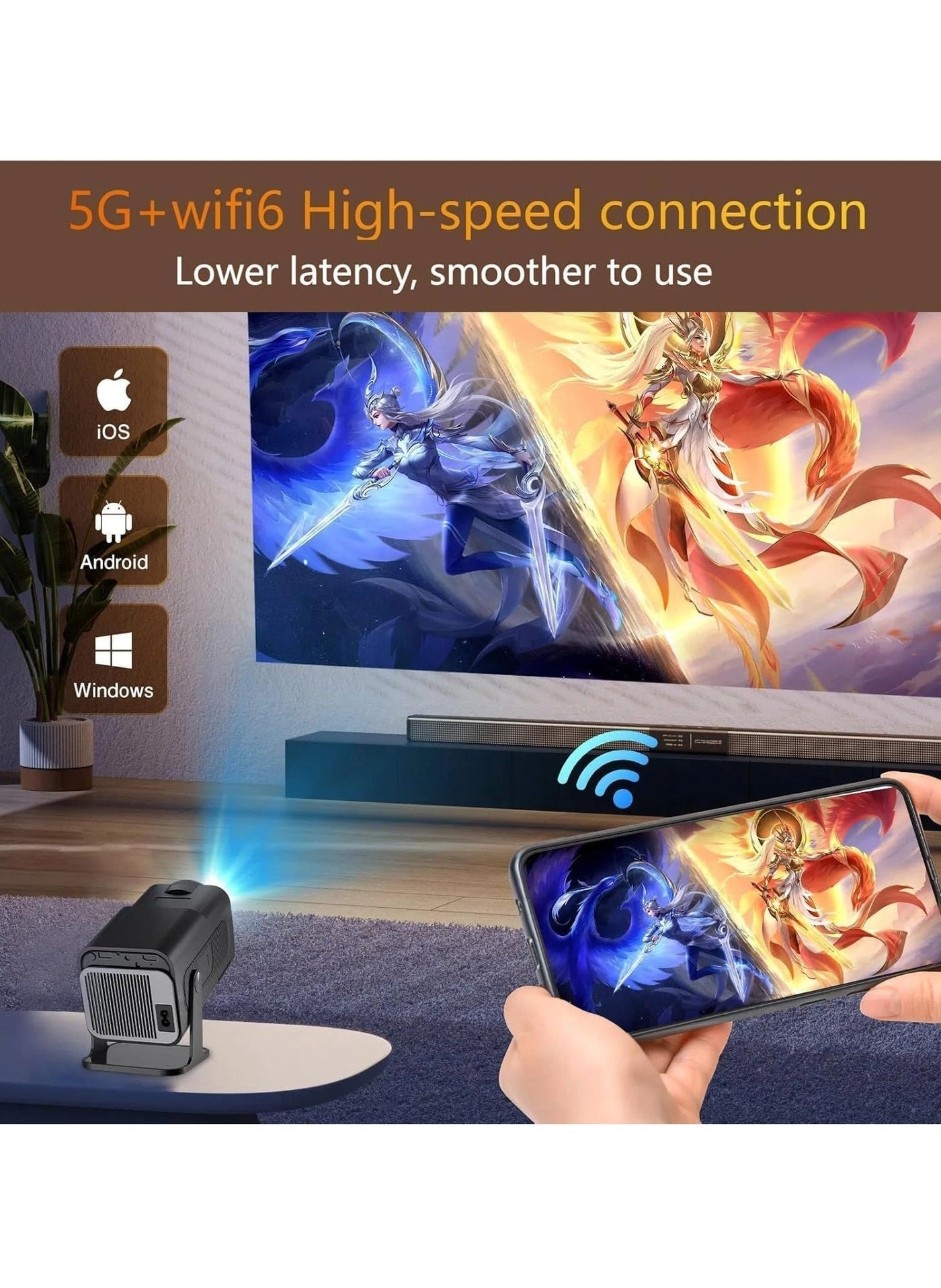 Smart 5G Portable Projector - HD 1080P