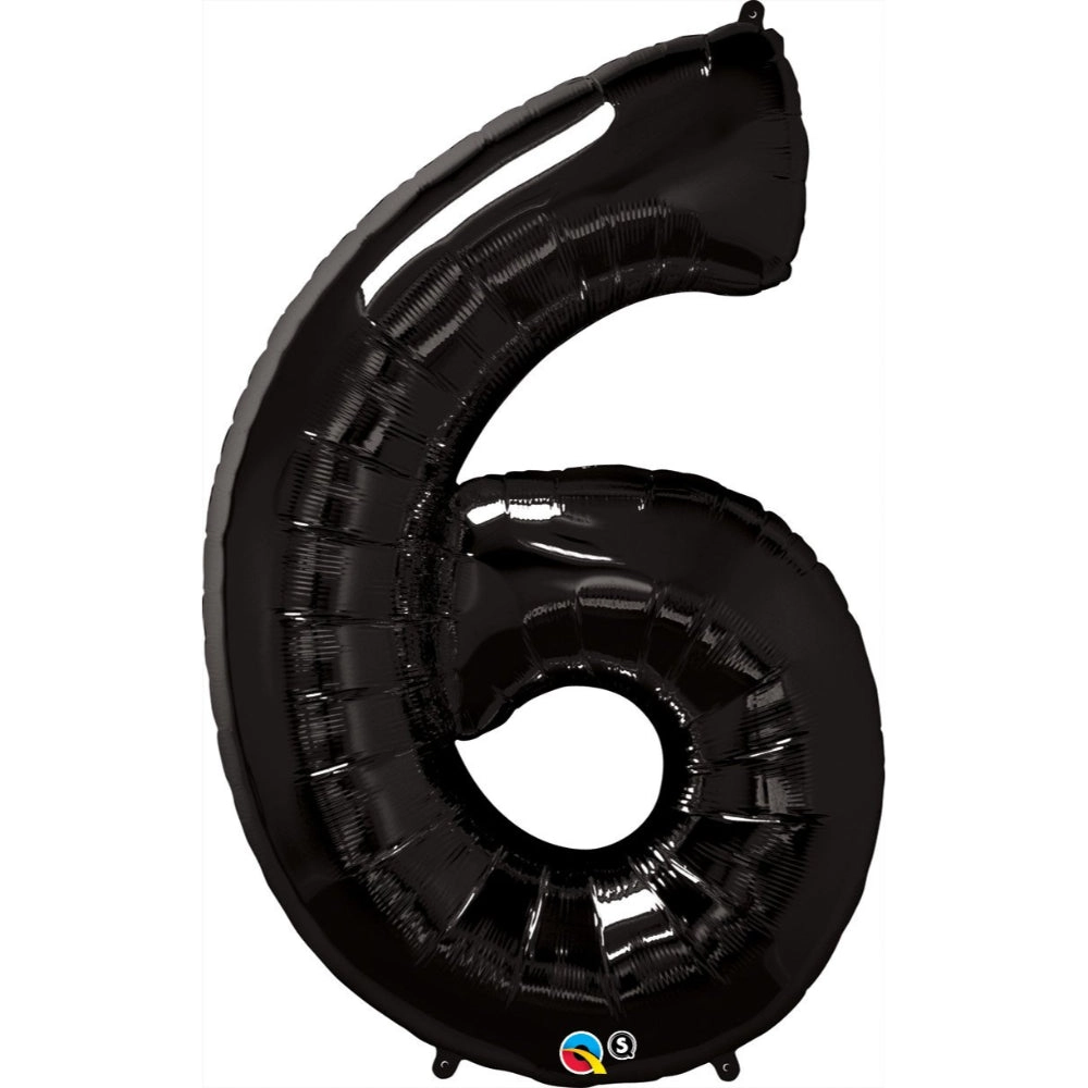 Party Zone Number Six - Foil Balloon 42-Inch Onyx Black