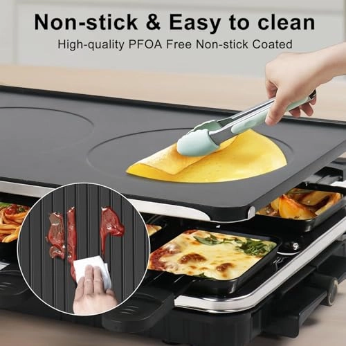 2 in 1 Electric Griddle - 8 Cheese Pans Adjustable Temperature