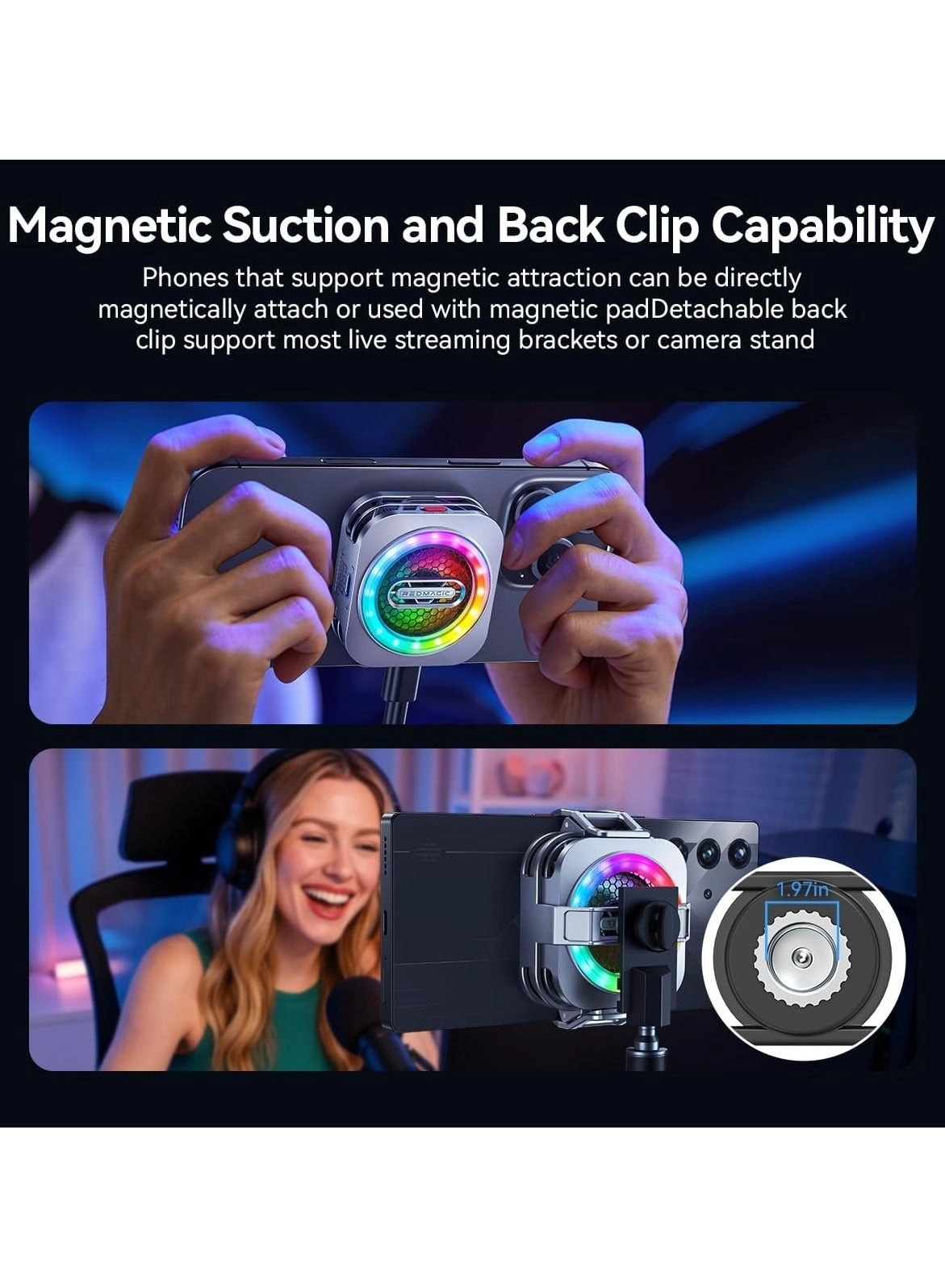 6 Pro Magnetic Phone/Tablet Cooler - 30W Ultra-Cooling 35W Mini GaN Charger Magnetic Mount