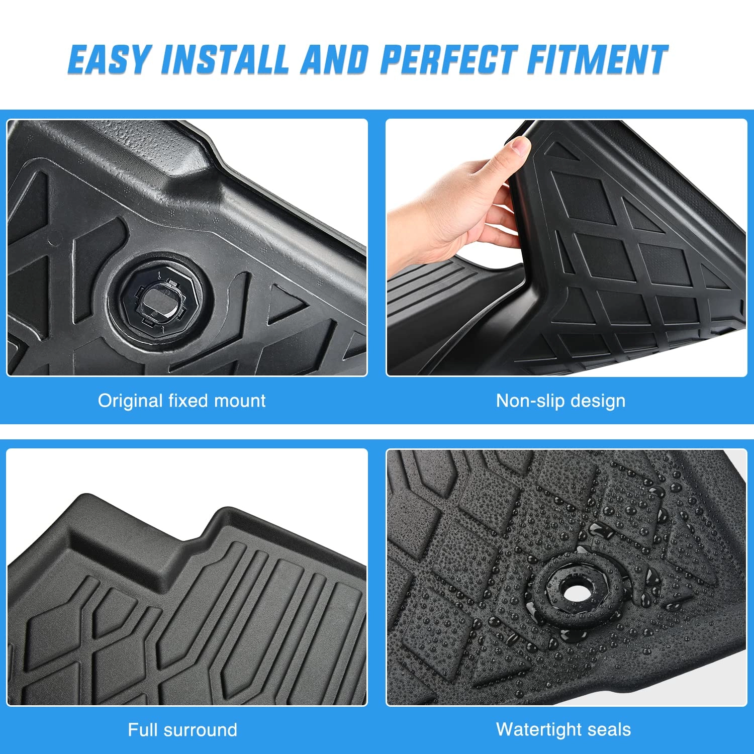 TPE Floor Mats for Toyota Tacoma Double Cab - 2018 2019 2020 2021 2022 2023