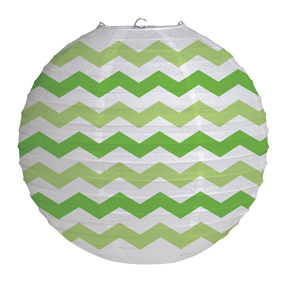 Party Zone Two Tone Chevron Lanterns - Fresh Lime 12in