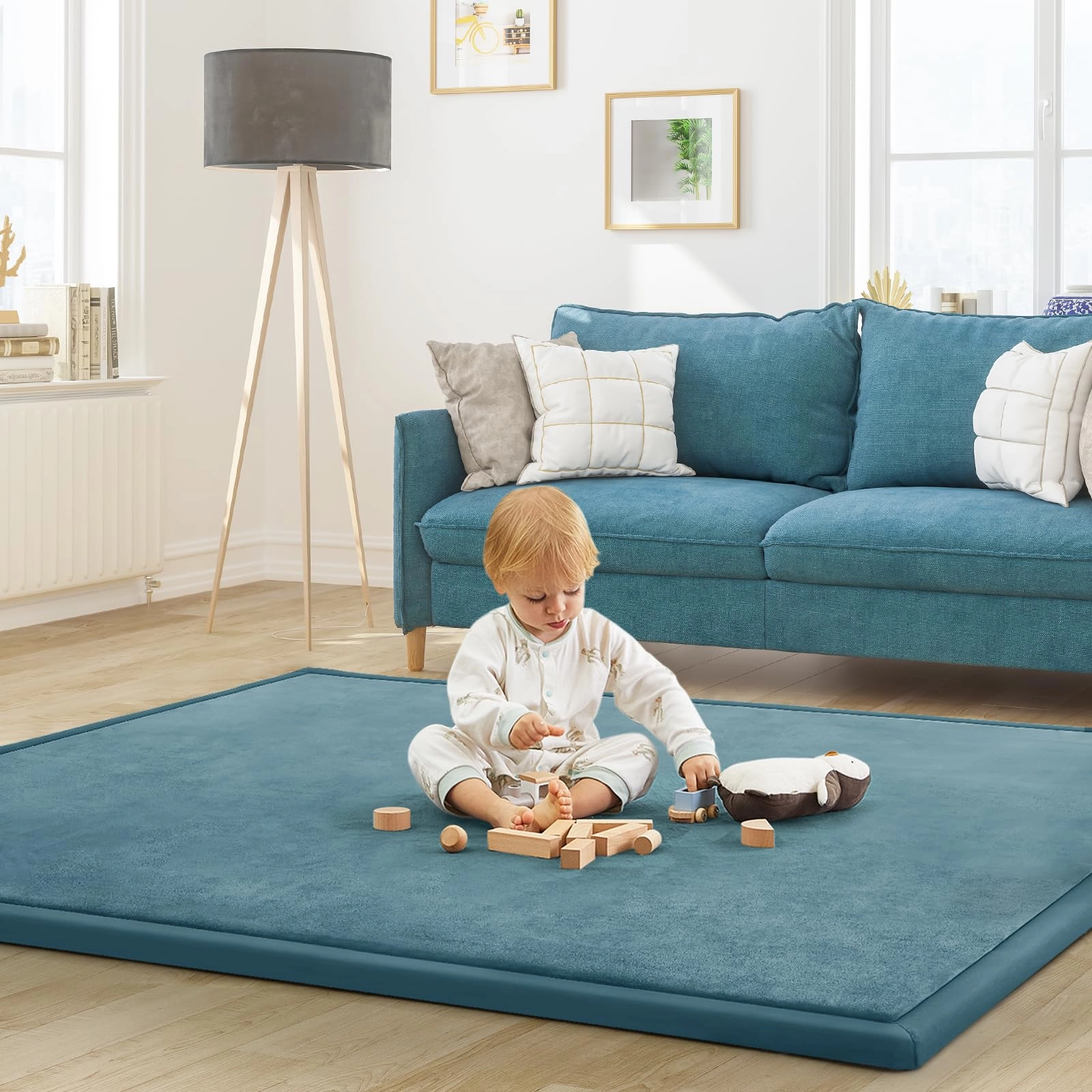 Baby Play Mat - 79"x158" 1.3" Thick Cream