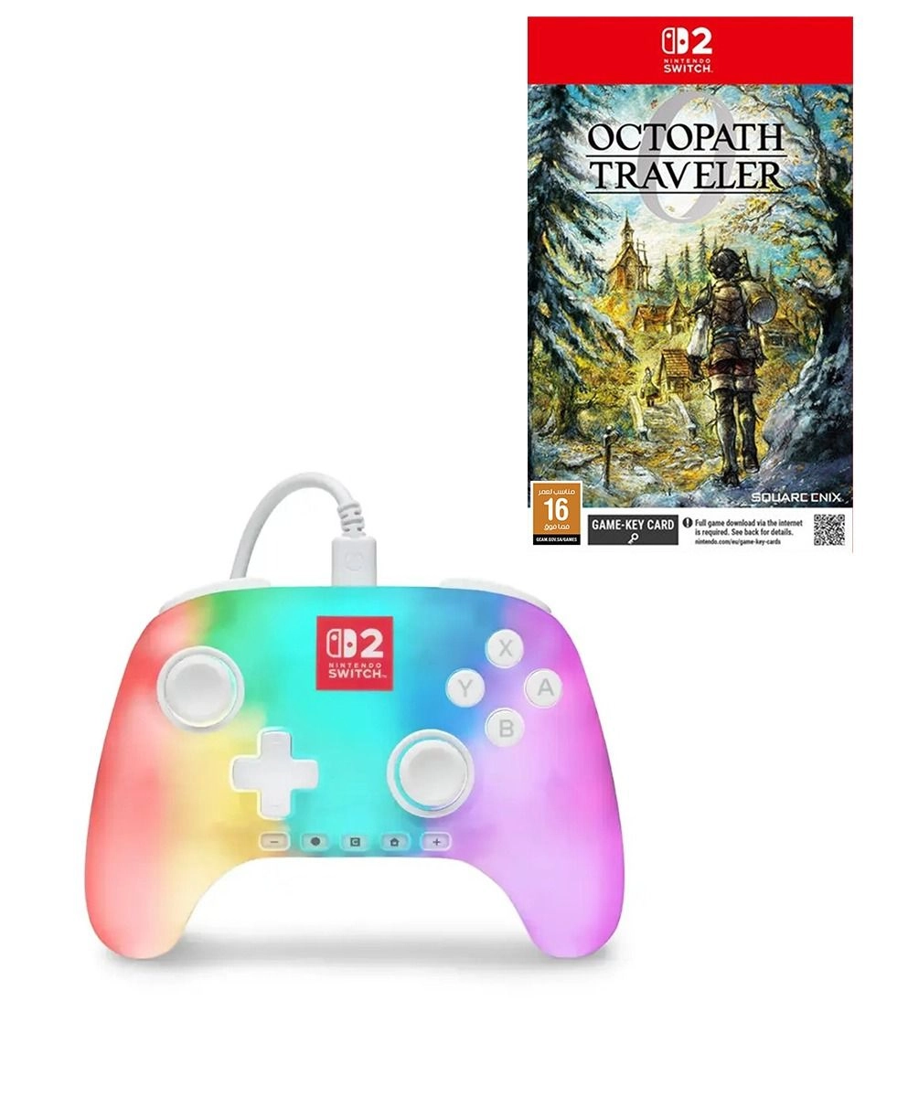 PowerA Advantage Switch 2 - Lumectra White + Octopath Traveller Zero: Champions of the Continent