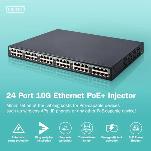 DN-95117 - 240V 370W 24 ports IEEE802.3af IEEE802.3at 10Gbps