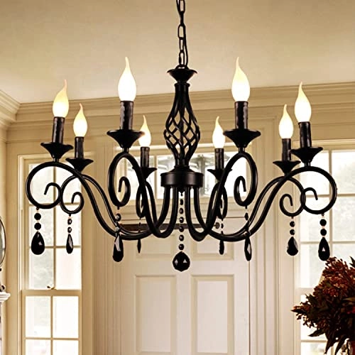 8-Light French Country Crystal Candle Chandelier - 35.4"/90cm