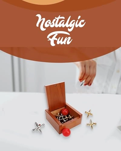 Old-Fashioned Metal Jacks - Wooden Box Red