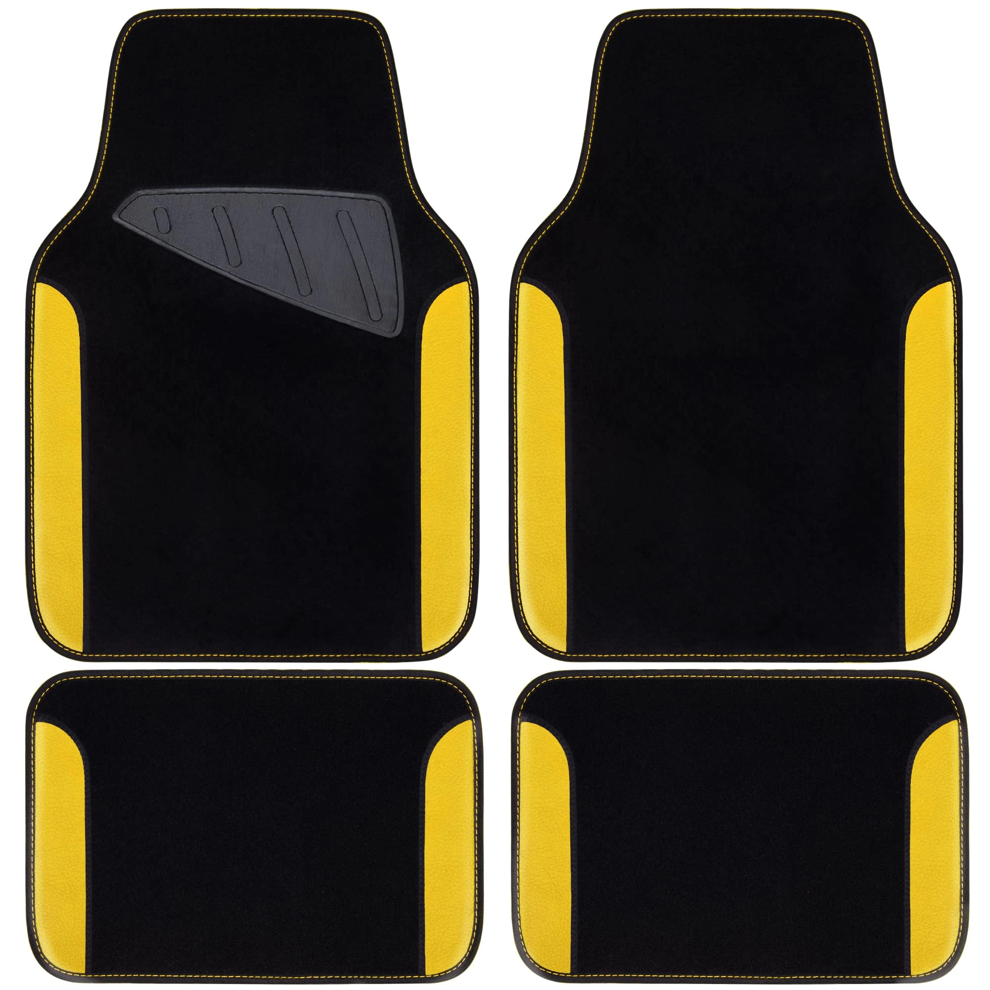 Universal Fit Car Floor Mats - Set of 4pcs Black and Burgundy