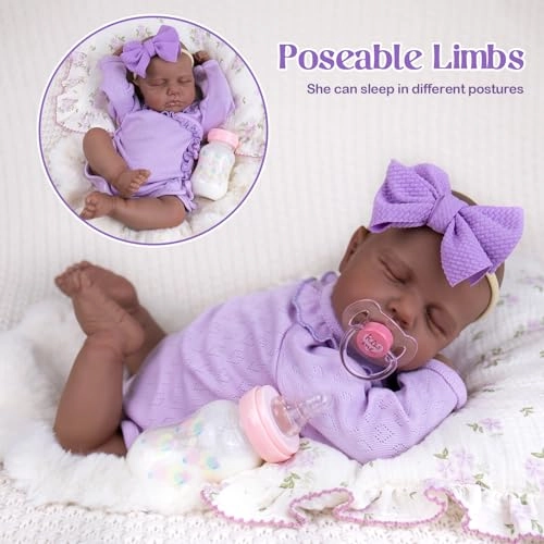 Reborn Baby Doll - 20 inch Vinyl Soft Cloth Body Black Ages 3+