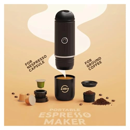 Portable Coffee Maker - coffee powder and capsules