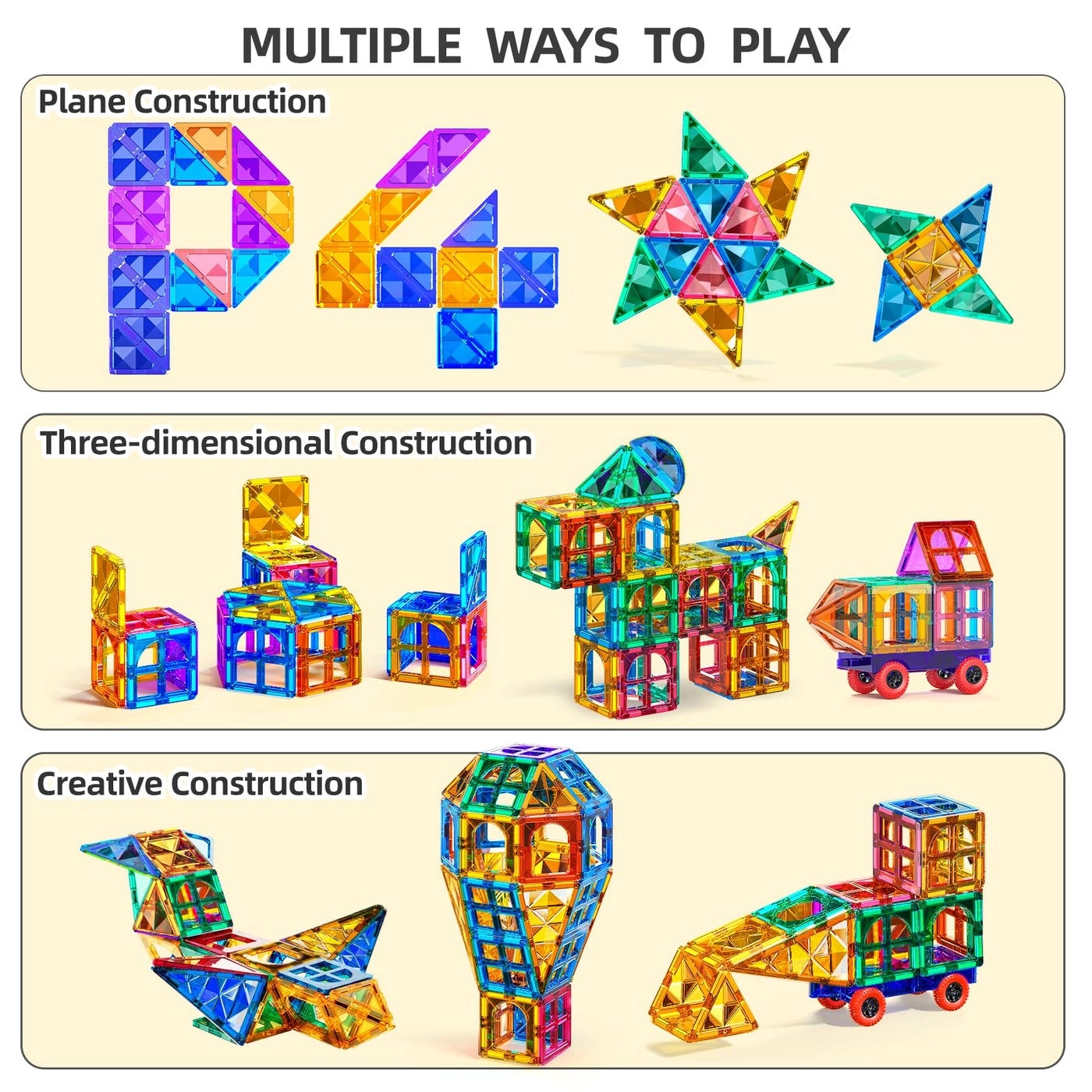 Magnetic Tiles - 3 4 5 6 7 8+ 80 pieces