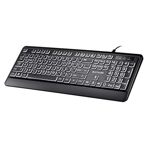 Large Font Print USB LED Backlit Keyboard - QWERTY Wired