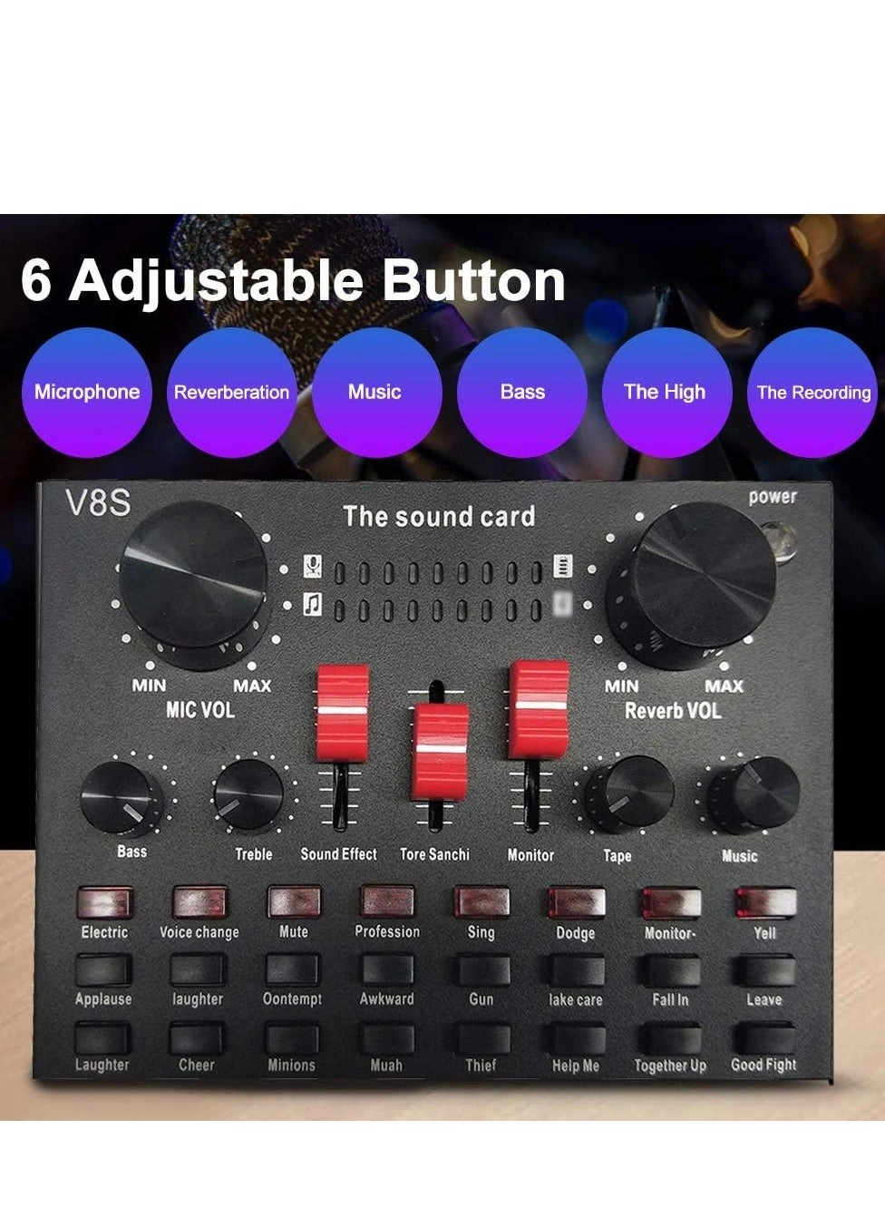 V8S Live Streaming Sound Wireless Microphone