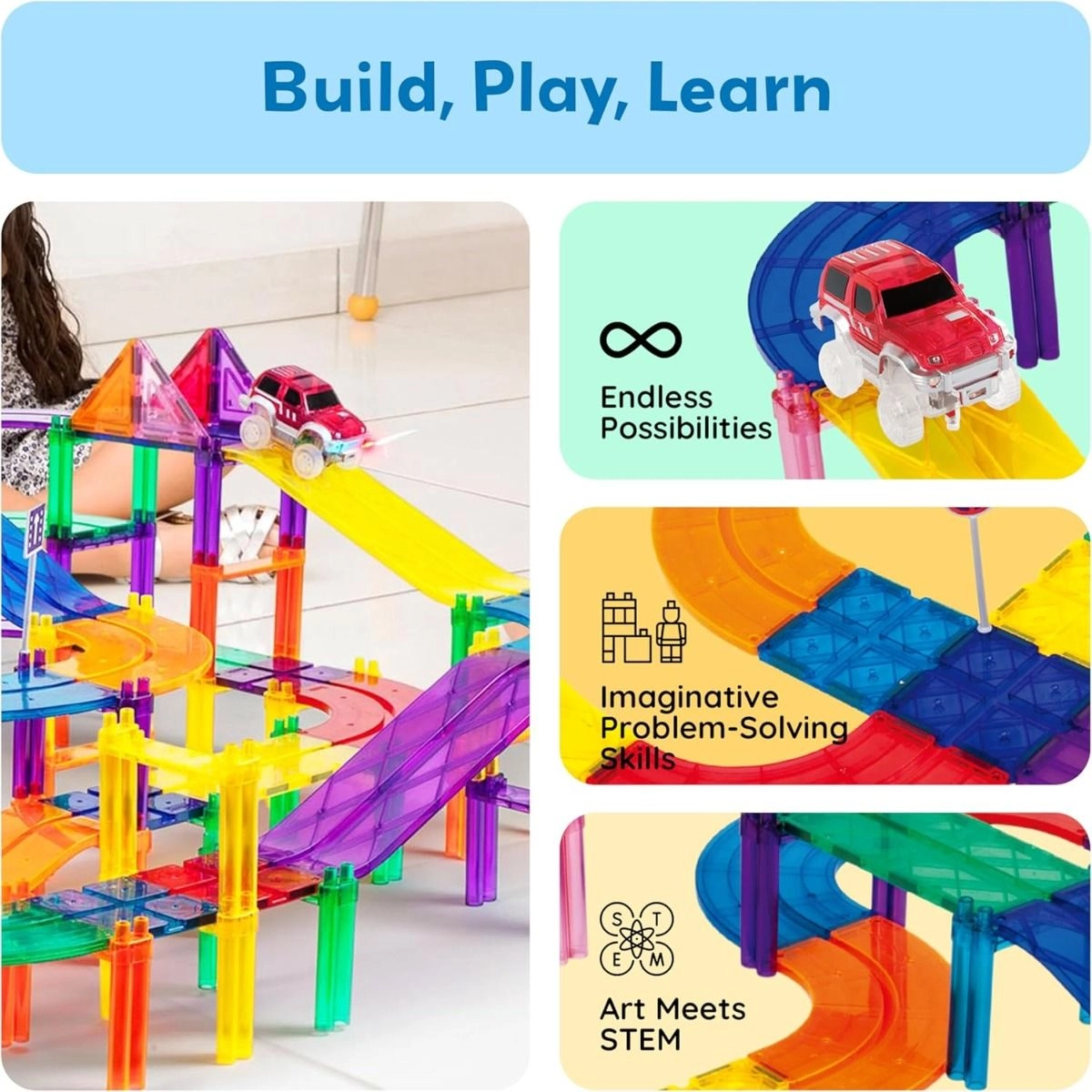 Magnetic Tiles Race Track - 80 pcs