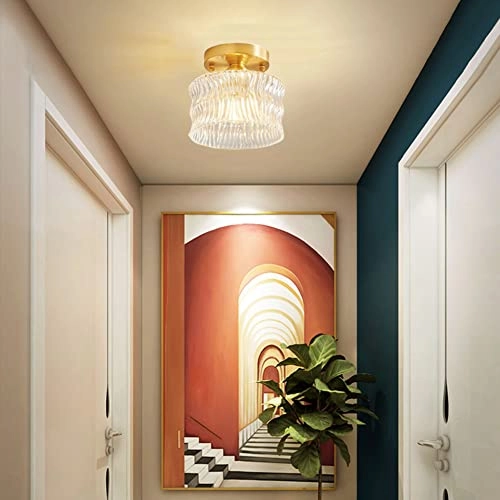 Mid Century Modern Ceiling Light - E14 Base Glass Copper 1 Light