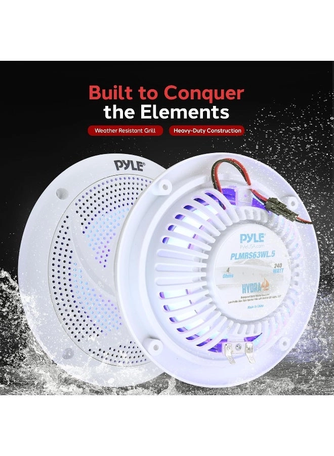 Low-Profile Waterproof Marine Speakers - 6.5 Inch 240W