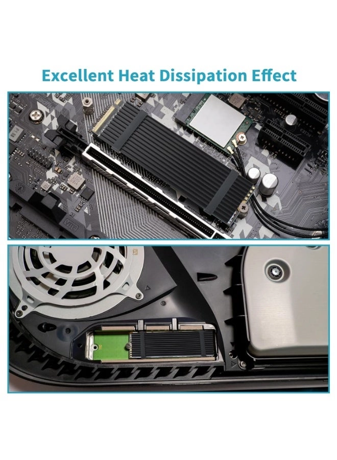 M.2 Heatsink Nvme - 2280 Thermal Silicone Pads 2 Black Rubber Straps