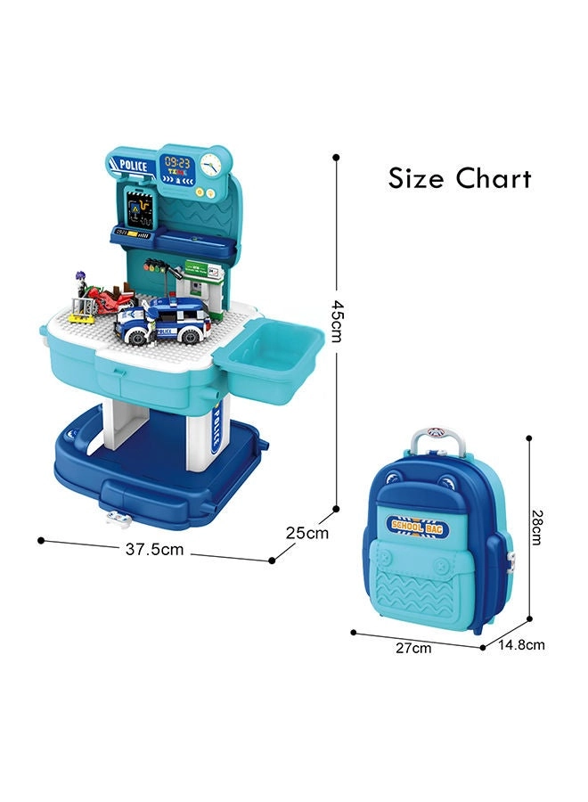 Role Play Police Station With Police Car And Block Toy Set School Bag - 219 pcs (LS_BLSB_POBU)