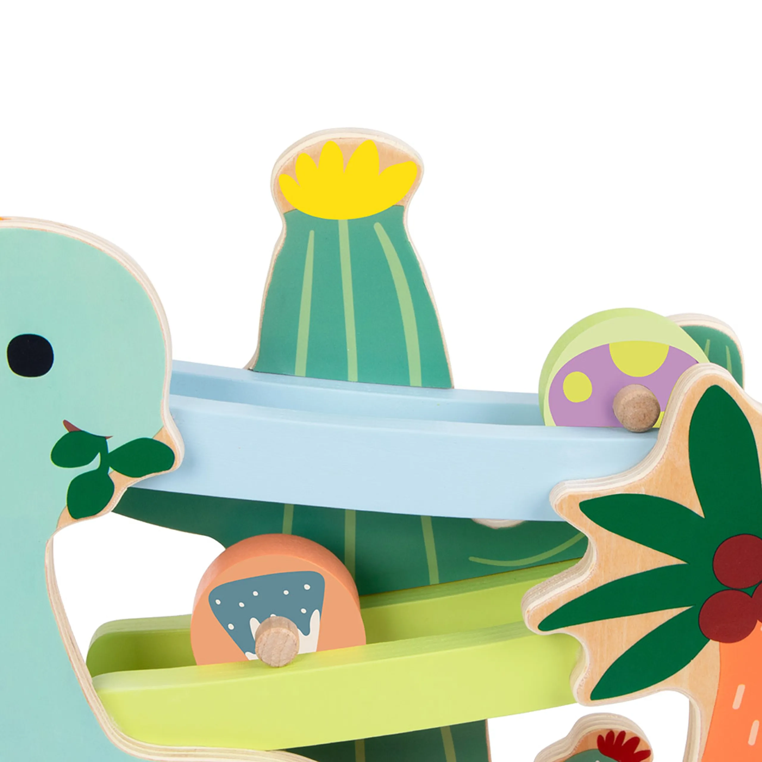 Wooden Dinosaur Slide - 4-piece interactive racing track set 31.7 x 11 x 32.1 cm