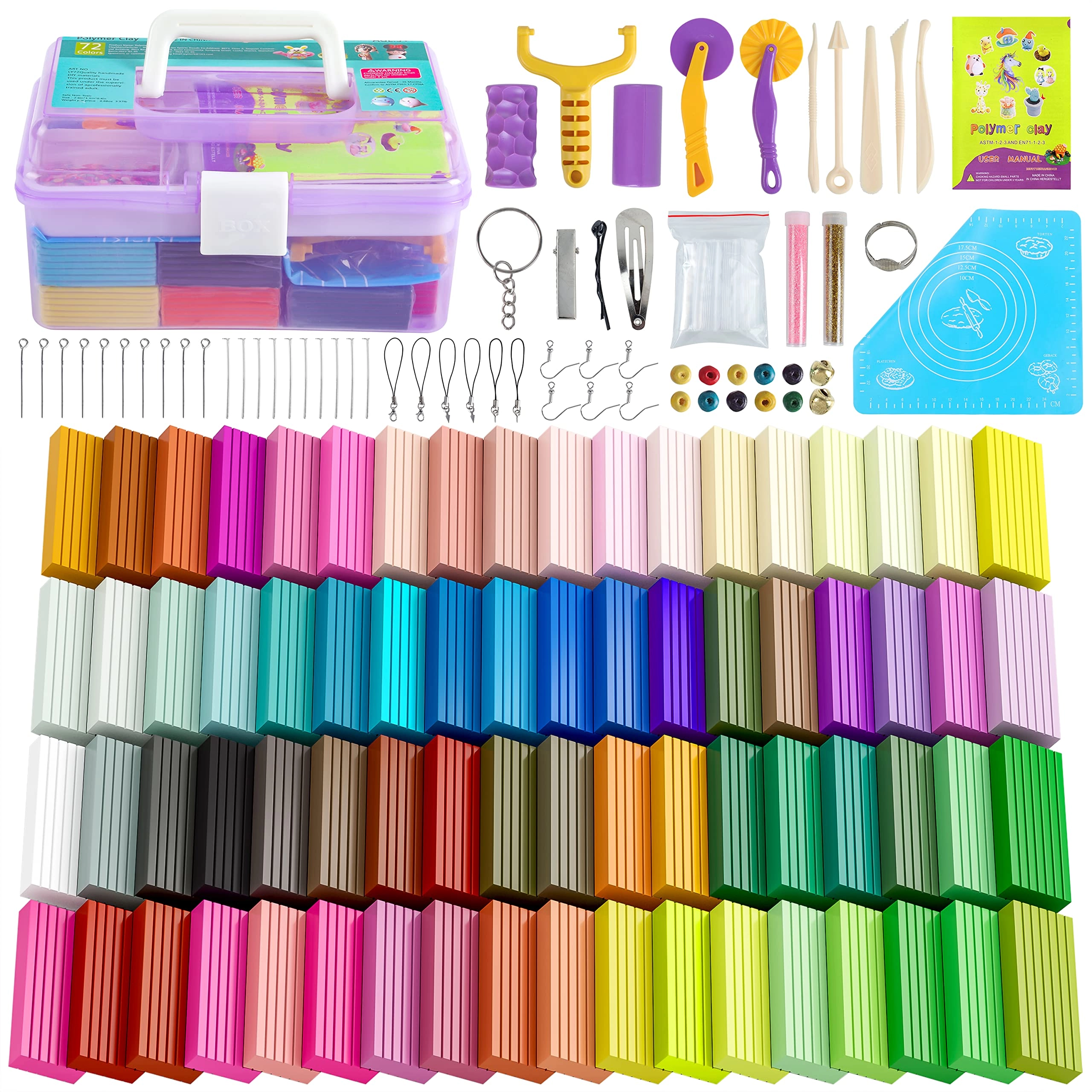 CyAJM Polymer Clay 72 Colors - Clay 68g 72pcs.