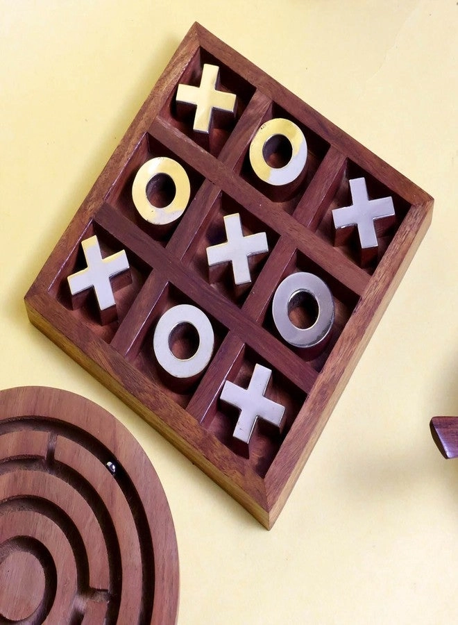 Tic Tac Toe + Maze 2-in-1 Wooden Puzzle