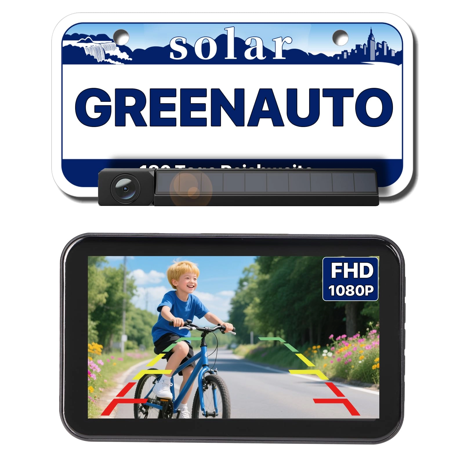 GREENAUTO Solar Wireless Digital Reversing Camera - wireless 1080P