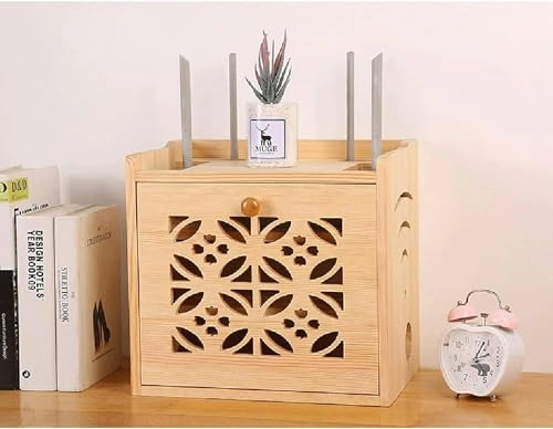 WIFI box - Solid wood 32*23*30cm Log Unpainted