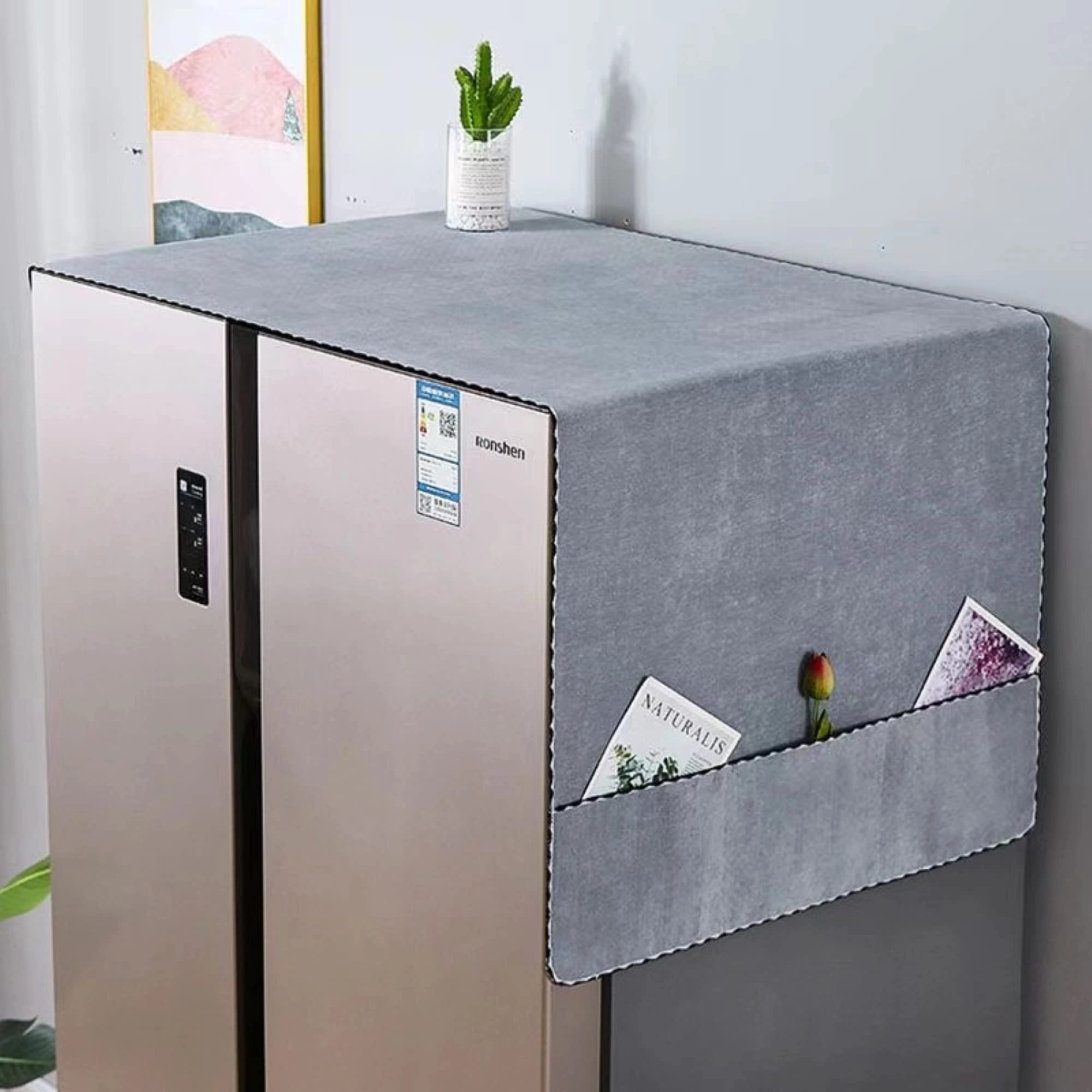 YUZHANGHE Fridge Dust Cover - 55IN x 21IN/ 140CMx55CM Grey