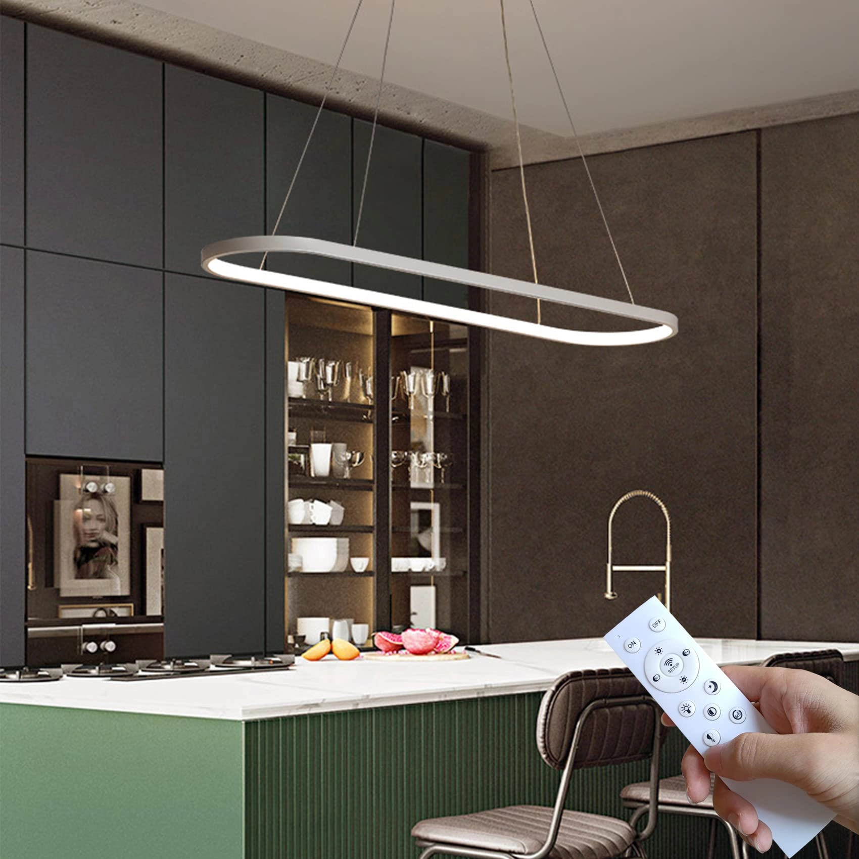 Hanging Dining Table Oval LED Lamp - 200 cm