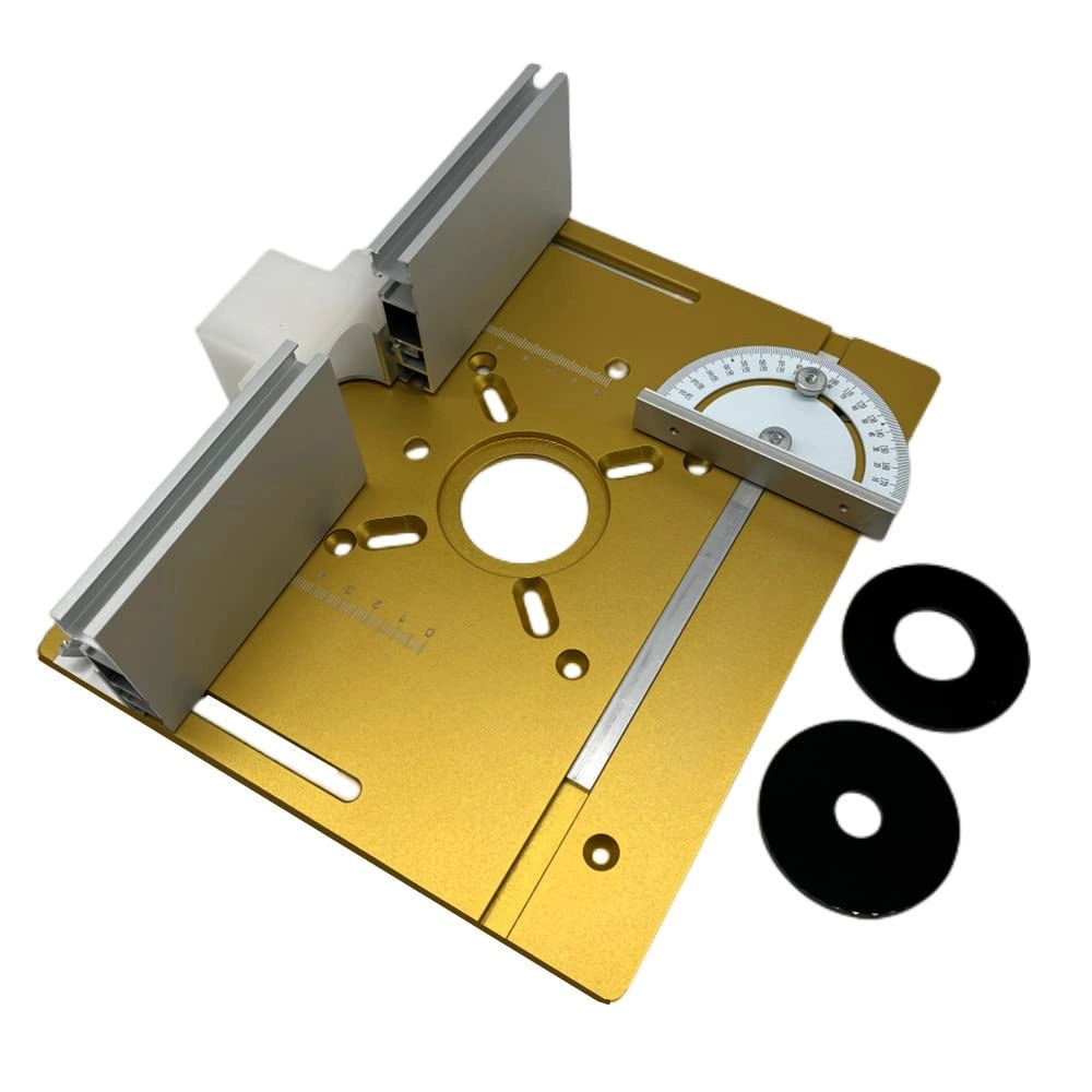 Router Table Insert Plate - 240 x 200mm Aluminum Alloy + Backer Plate + 180° Angle Gauge