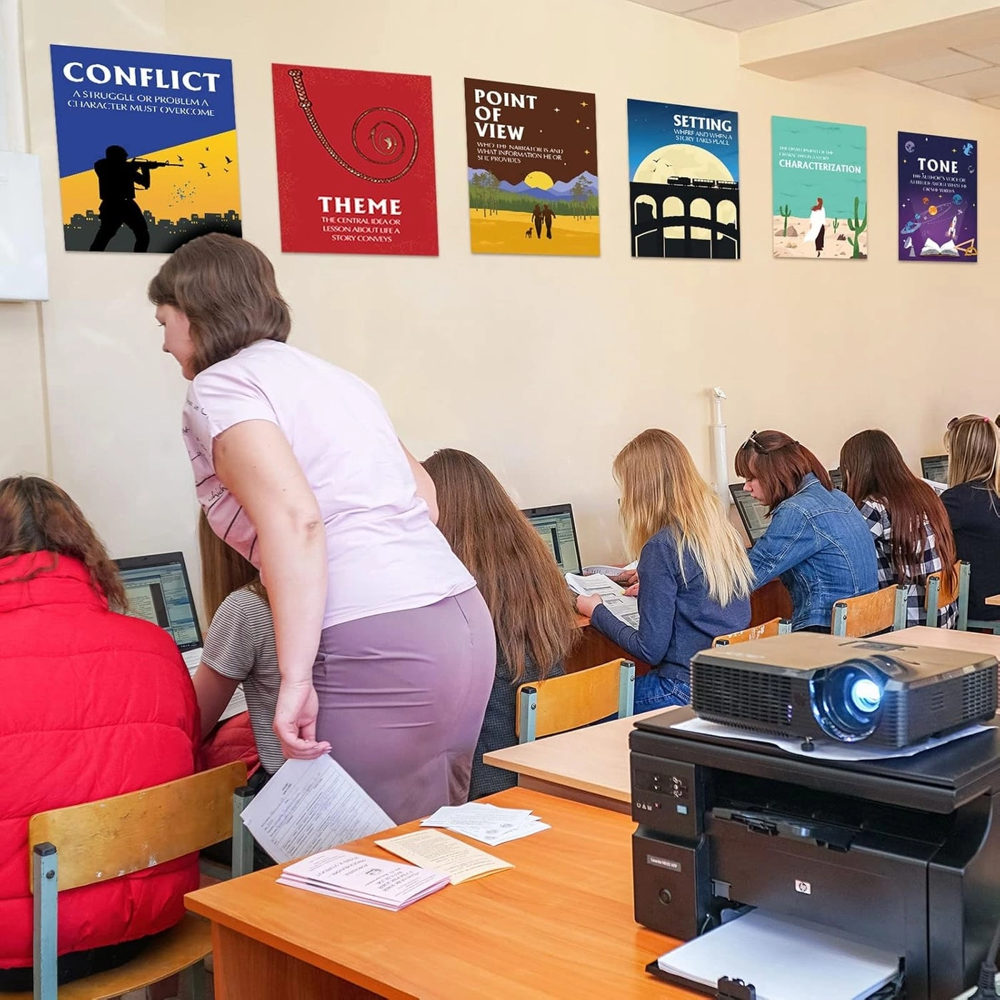 Elements of English Language and Literature Posters - card stock 13 x 10 Inch Set