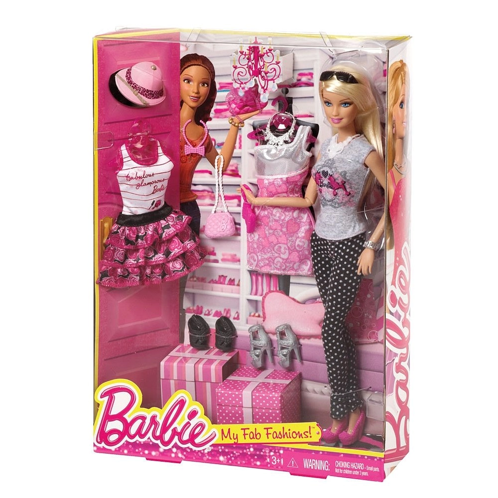 Barbie Doll and Fashions Gift Set - three complete outfits 2 handbags 3 sets of shoes