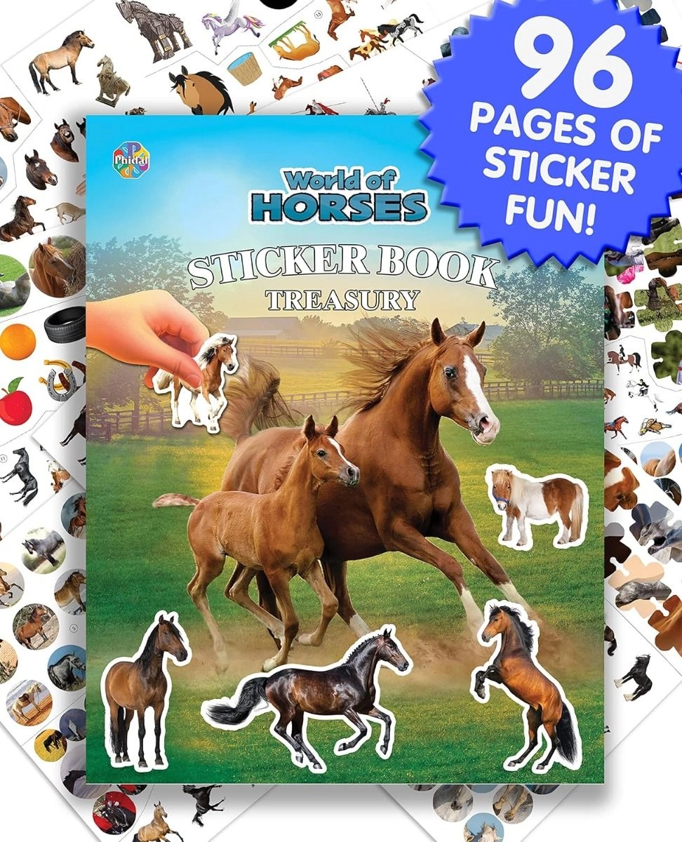 Phidal World of Horses Sticker Book Treasury - 96 pages over 350 reusable easy-to-peel stickers