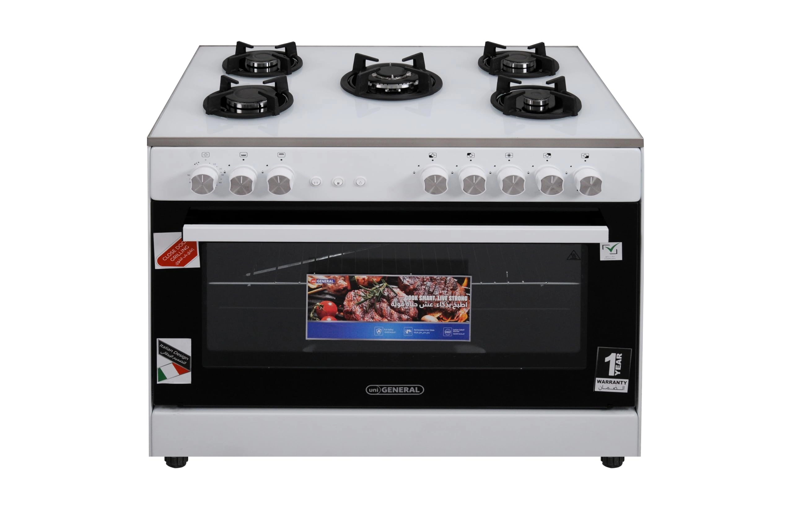 uniGENERAL Premium UG-90ODBG5B-W GAS Cooker