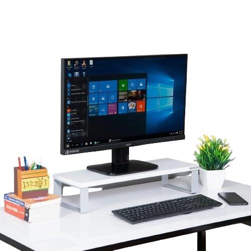 INVISIBLE BED Monitor Riser Stand - 59.5 x 21 x 12 cm Glossy White Finish 40 kgs