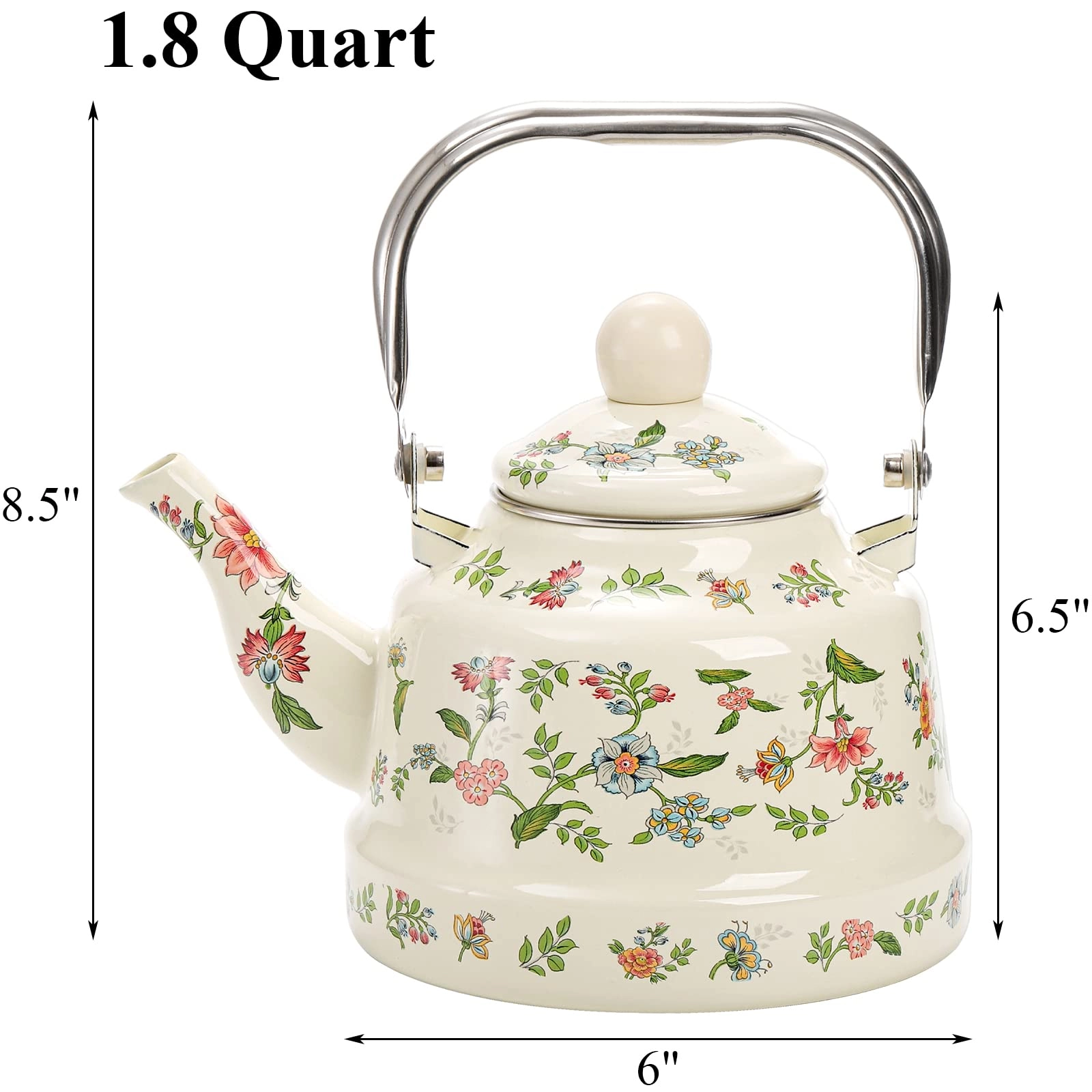 Enamel Teapot - steel 1.8 Liters