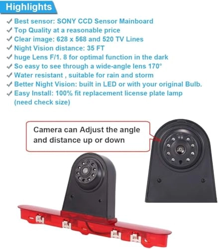 Reversing Camera + LCD Colour Display Monitor - Night vision AHD video signal or CVBS signal 1280 x 720 pixels