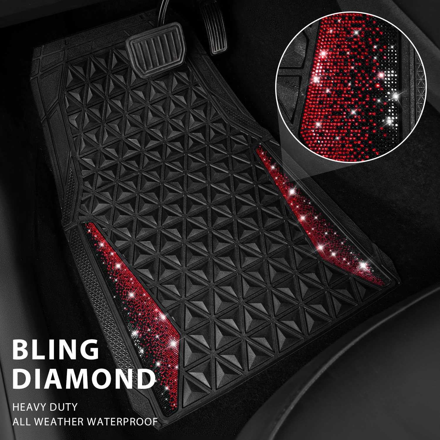 Bling Diamond Car Mats - 4.0 Count Universal Fit