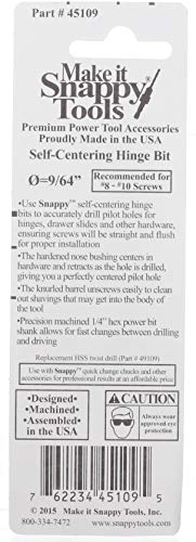 Self-Centering Hinge Bit - HSS 9/64 Inch