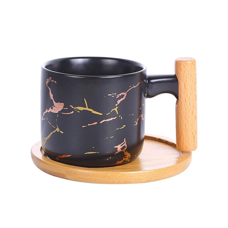 XIANGYU PLAY ZK Ceramic mug - wooden handle marble design