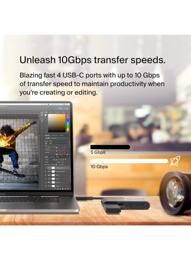 CONNECT USB-C to 4-Port USB-C Hub - 100W 10 Gbps