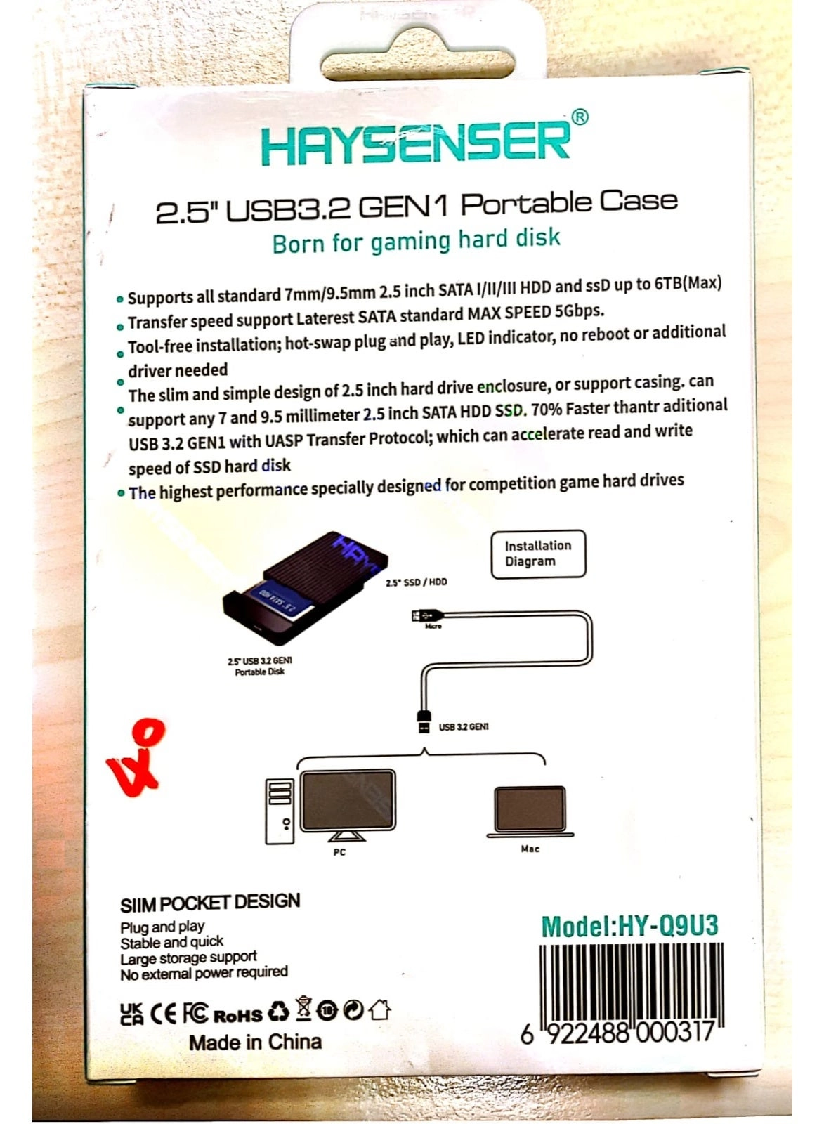 HY-Q9U3 - USB 3.2 Gen 1 SATA I/II/III 2.5"