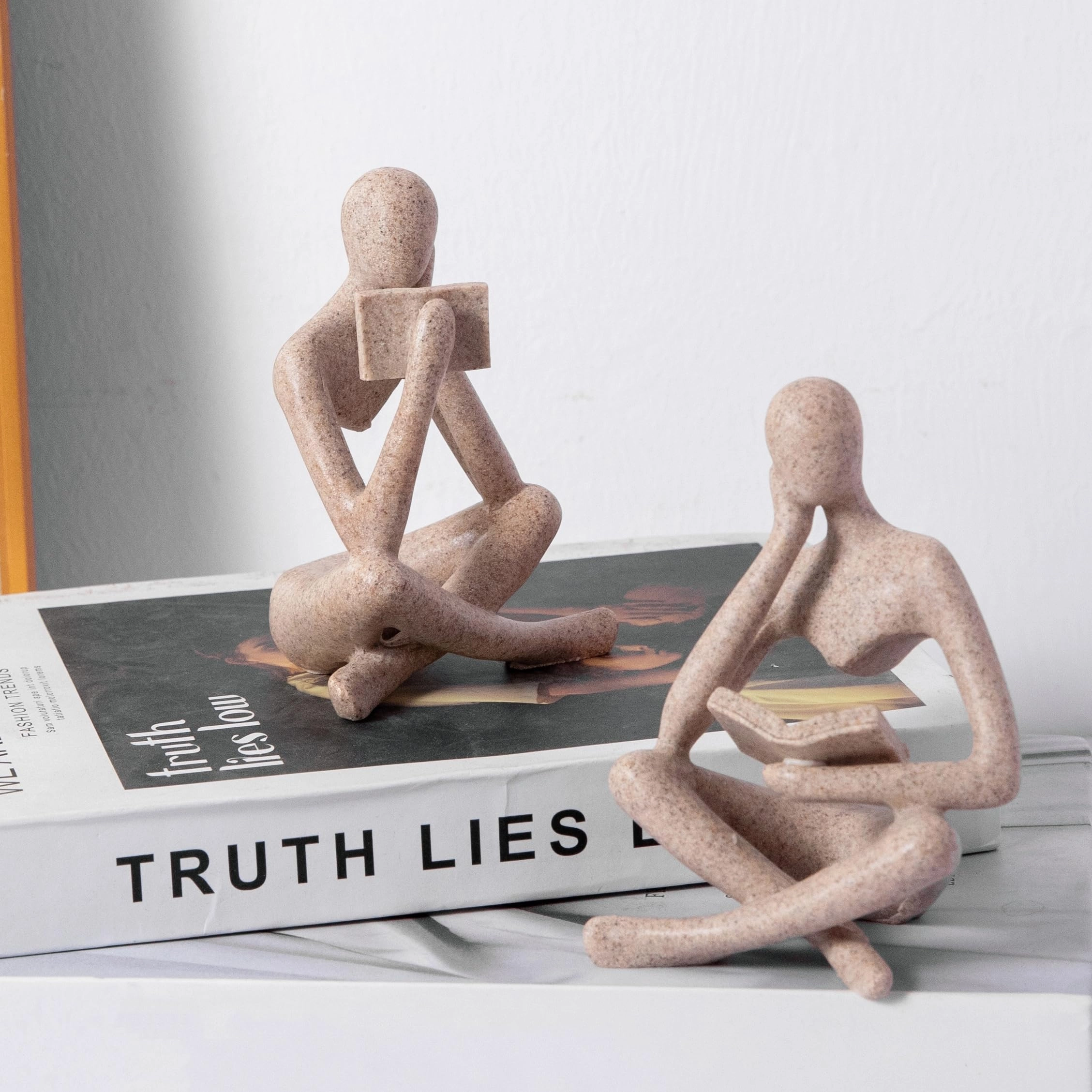 Prettidecor Reading Thinker Statue - Resin Set