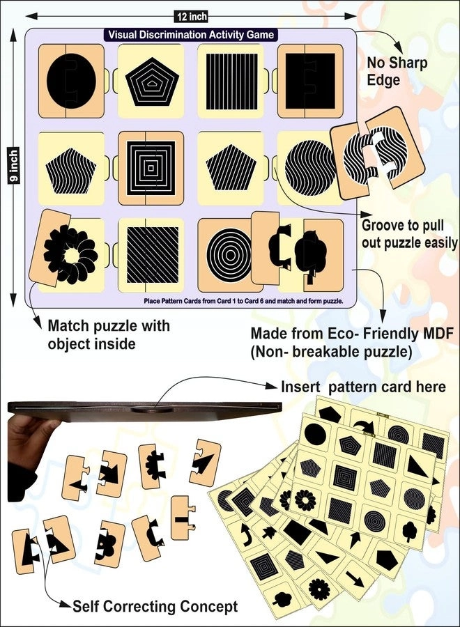 Wooden Visual Discrimination Activity Game - 3 years+